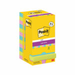 Post-it Super Sticky Notes 76x76mm 90 Sheets Cosmic 8 + 4 FREE (Pack of 12) 654-SSCOS-P8+4