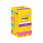 Post-it Super Sticky Notes 76x76mm 90 Sheets Carnival VALUE PACK 8 + 4 FREE (Pack of 12) 654-SSCARN-