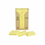 Post-it Recycled Notes 38x51mm 100 Sheets Cardboard Packaging Canary Yellow (Pack of 24) 653-1T