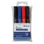 Banner Permanent Bullet Tip Marker Assorted (Pack of 4) 9270017