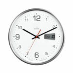 Acctim Kalendar Wall Clock with Digital Date 270mm Diameter Silver Frame 22367