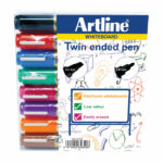 Artline 2-in-1 Whiteboard Marker Bullet/Chisel Tip Assorted (Pack of 8) EK525TA