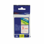 Brother P-Touch TZe Laminated Tape Cassette 9mm x 8m Red on White Tape TZE222