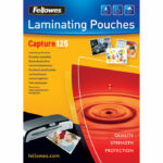 Fellowes 54x86mm Capture Gloss Laminating Pouches 250 Micron (Pack of 100) 53063