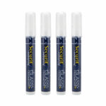 Securit Waterproof Chalk Marker Chiselled Nib 2-6mm White (Pack of 4) SMA610-V4-WT