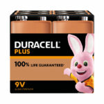 Duracell Plus 9V Battery Alkaline 100% Life (Pack of 4) 5009826