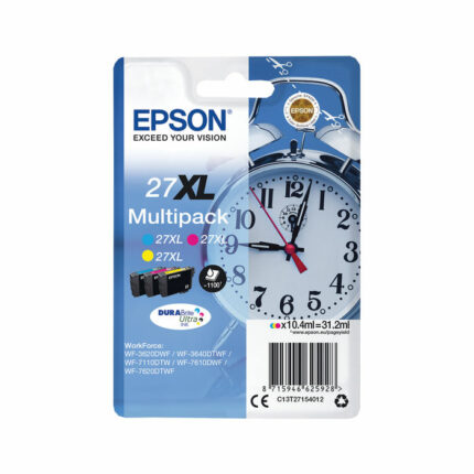 Epson 27XL Ink Cartridge DURABrite Ultra Alarm Clock Multipack HY CMY C13T27154012