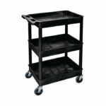 Multipurpose 3 Shelf Trolley with Uprights Moulded Polyethylene 150kg Capacity Black GI937L