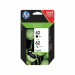 HP 62 Inkjet Cartridges 2-Pack Black and Tri-Colour CMY N9J71AE