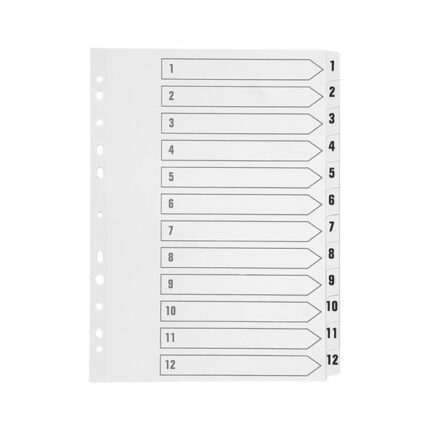 Q-Connect 1-12 Index Multi-punched Polypropylene White A4 KF01354