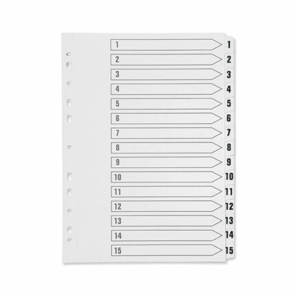 Q-Connect 1-15 Index Multi-punched Polypropylene White A4 KF01355