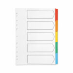 Q-Connect 5-Part Index Multi-punched Reinforced Board Multi-Colour Blank Tabs A4 White KF01525