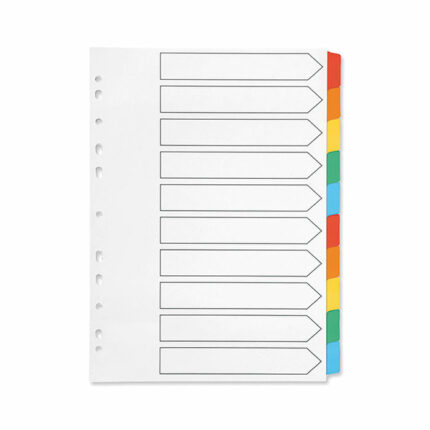 Q-Connect 10-Part Index Multi-punched Reinforced Board Multi-Colour Blank Tabs A4 White KF01526