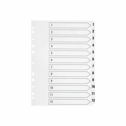 Q-Connect 1-12 Index Multi-Punched Reinforced Board Clear Tab A4 WhiteKF01529