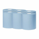 2Work 1-Ply Centrefeed Roll 300m Blue (6 Pack) KF03803