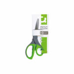 Q-Connect Premium Ergonomic Scissors 210mm Stainless Steel Blades Green/Grey Handle KF03987