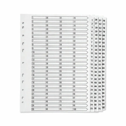 Q-Connect 1-100 Index Multi-Punched Reinforced Board Clear Tab A4 White KF97059