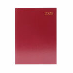 Desk Diary Day Per Page A4 Burgundy 2025 KFA41BG25