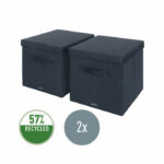 Leitz Fabric Storage Box with Lid Twinpack Large Grey 61450089