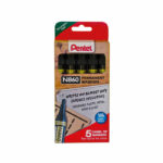Pentel Chisel Tip Permanent Marker Black 5 Pack YN860/5-A