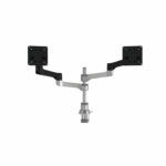 R-Go Zepher 4 C2 Dual Monitor Arm Desk Mount Adjustable Circular Black/Silver RGOVLZE4TWSI