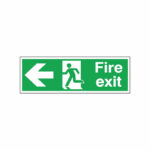 Safety Sign Fire Exit Running Man Arrow Left 150x450mm Self-Adhesive E97A/S