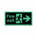 Safety Sign Niteglo Fire Exit Running Man Arrow Right Self-Adhesive 150x450mm NG26A/S