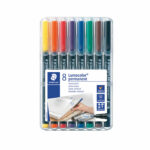 Staedtler Lumocolour Pen Permanent Fine Assorted (Pack of 8) 318-WP8