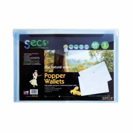 Stewart Superior Eco Biodegradable Wallet A4 Blue (5 Pack) 30085-BU