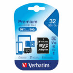 Verbatim MicroSDHC Memory Card Class 10 32GB With Adaptor 44083
