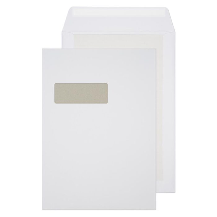 Blake Purely Packaging White Window Peel & Seal Board Back Pocket 324x229mm 150gsm Pack 125 Code 12901
