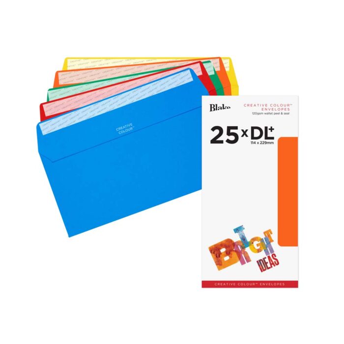 Blake Creative Colour Assorted Peel & Seal Wallet 114x229mm 120gsm Pack 25 Code 25123