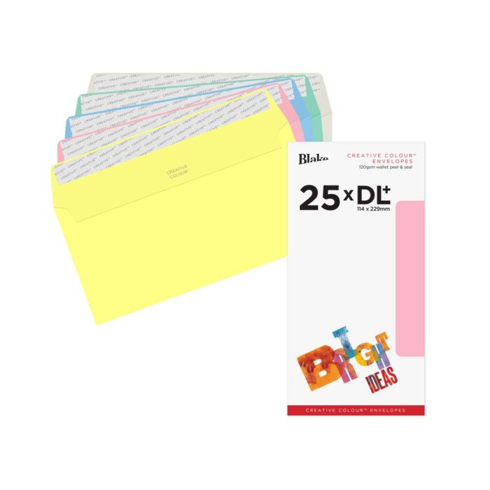 Blake Creative Colour Assorted Peel & Seal Wallet 114x229mm 120gsm Pack 25 Code 25456
