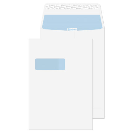 Blake Premium Office Ultra White Wove Window Peel & Seal Gusset Pocket 324x229mm 140gsm Pack 100 Code 37116