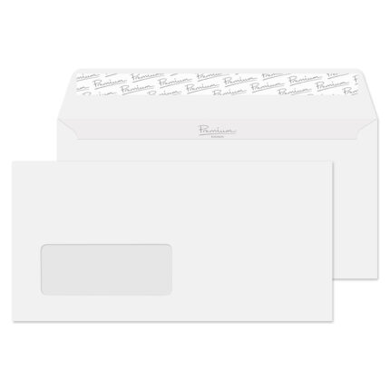 Blake Premium Business Brilliant White Wove Window Peel & Seal Wallet 110x220mm 120gsm Pack 50 Code 37265