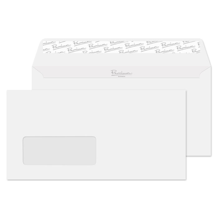 Blake Premium Business Brilliant White Wove Window Peel & Seal Wallet 110x220mm 120gsm Pack 50 Code 37265