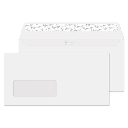 Blake Premium Business Brilliant White Wove Window Peel & Seal Wallet 110x220mm 120gsm Pack 500 Code 37884