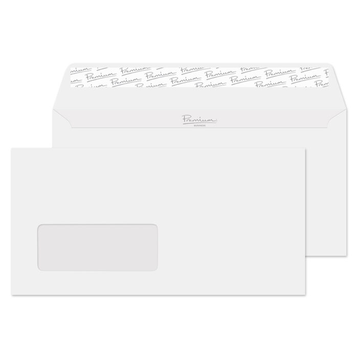 Blake Premium Business Brilliant White Wove Window Peel & Seal Wallet 110x220mm 120gsm Pack 500 Code 37884