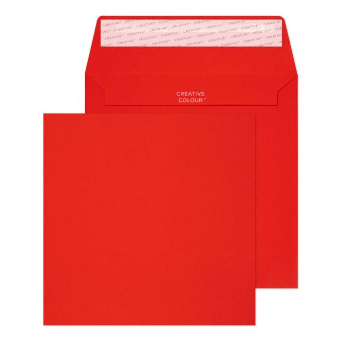 Blake Creative Colour Pillar Box Red Peel & Seal Square Wallet 160x160mm 120gsm Pack 500 Code 606