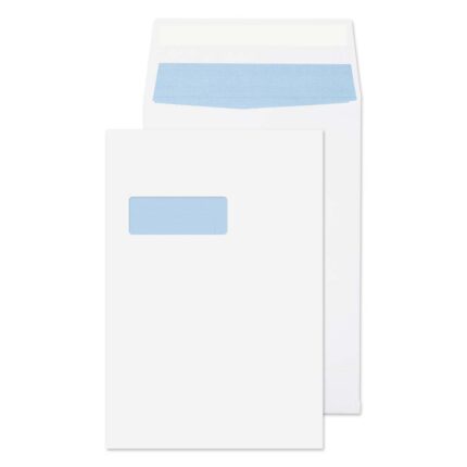 Blake Purely Packaging White Window Peel & Seal Gusset Pocket 324x229mm 140gsm Pack 125 Code 9001