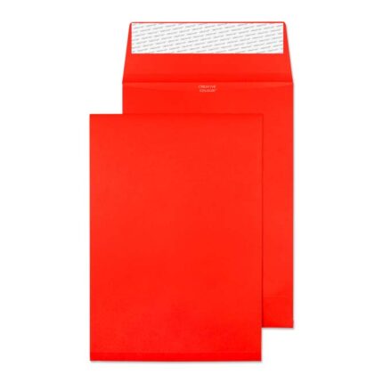 Blake Creative Colour Pillar Box Red Peel & Seal Gusset Pocket 324x229mm 140gsm Pack 125 Code 9060